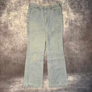 Vintage Dickies Light Wash Denim Flare Jeans Mens 32x31 Talon Zipper Western 70s